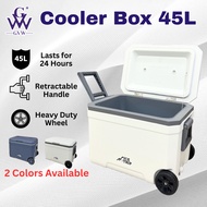 GVW【45L】Cooler Box Ice Box with wheel Peti Sejuk Beroda Picnic Camping Fishing BBQ Balik Kampung