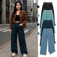 919 JEANS High Waist Cargo Loose-Fit Wide Leg Multi Pocket Workwear Retro Baggy Jeans