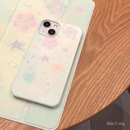 Phone Phone Case Suitable for iPhone 7 8 Plus x xs xr xsmax 11 12 13 14 15 pro max ins Style Korea Film Two-in-One Small Fresh Gradient Love Flower Double-Layer Shock-resistant Large Hole All-Inclusive Mobile Phone Protective Case Shell SH7G