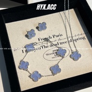 Women's Bracelet Earrings Necklace Combination Purple Four-Leaf Clover Necklace Bracelet Earrings Ac