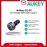 Aukey CC-P1 Car Charger 66W USB & Type C 3 port LED PD 3.0 Fast Charging Car Charger