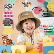 Tiger Bucket Hat for Children, Tiger and Custom Embroidered Names, Ages 4 - 6 Years, Kindergarten & 