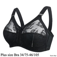Plus size Bra 34/75C-46/105C Full cup sexy lace Slim bralette wireless push up underwear breathable 