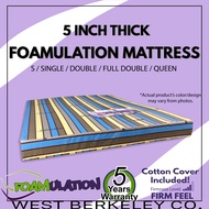 Original FOAMULATION Foam Mattress 5 INCH THICK - 30x75 / 36x75 / 48x75 / 54x75/ 60x75 / 72x75