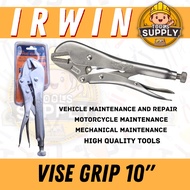 T.S Irwin Vise Grip 10" Metal Handle Locking 4.5cm Open Jaw Size Chrome Vanadium Steel