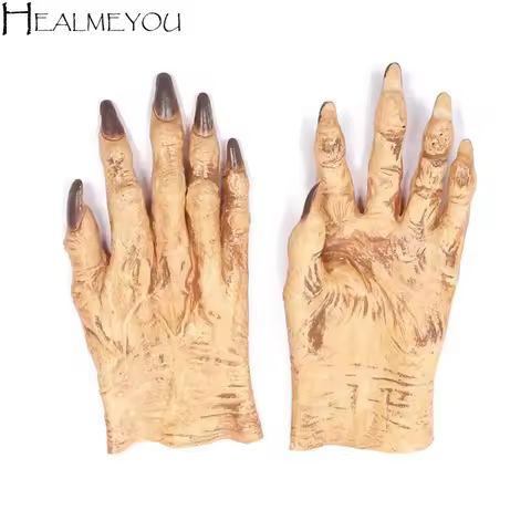 Prank Vinyl Halloween Cosplay Gloves Plush Waterproof Werewolf Simulated Gloves Bloody Terrifying Ma