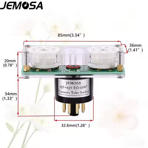 1PC JEMOSA 6J5+6J5 TO 6SN7 Convert 8Pin Tube Socket DIY Audio Amplifier Tube Socket Adapter