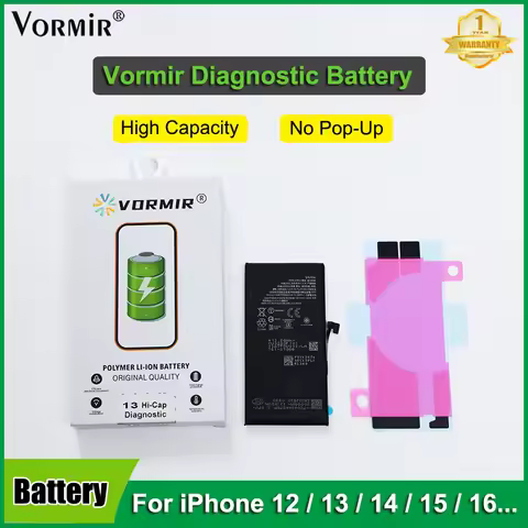1pcs High Capacity Diagnostic Battery Shows Genuine Parts for iPhone 12 to 15Max Vormir Rechargeable