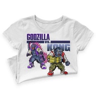 เสื้อยืด ผ้าฝ้าย พิมพ์ลาย Godzilla x Kong The New Empire Baju Budak Lelaki Kemeja Perempuan แฟชั่นสําหรับผู้หญิง 100-150CM