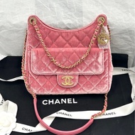 【配件 包裝盒 防塵袋 💕】Chanel 23b 天貓精靈 中號 金扣 玫瑰粉 粉色絲絨 手袋斜挎袋