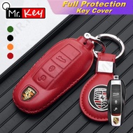 【Mr.Key】Luxury Sheepskin Car Key Cover For Porsche Cayenne Panamera Macan Cayman 911 718 918 958