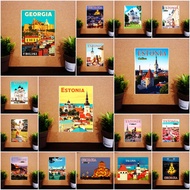 Fridge magnet Estonia Georgia Souvenir Vintage SET A 2x3"