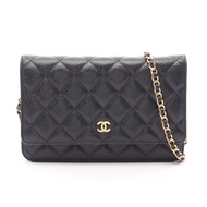 【二手】香奈兒 (Chanel) CHANEL 單肩包 Matelasse AP0250 黑色魚子醬紋小牛皮（粒面小牛皮）Matelasse 鏈條錢包 女士二手 A