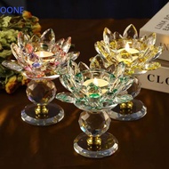 OONE Crystal Lotus Candle Holder, Hoom Decor Clear Lotus Flower Candlestick, European Style 8 Colors