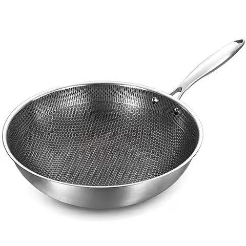32cm Stainless Steel Skillet Frying Pan Nonstick Chef's Wok Pan for Gas Electric Induction Ceramic S