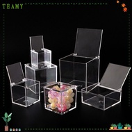 TEAMY Acrylic Box, Square Cube Stackable Design  Cube Box, Durable Transparent  With Lids Display Bo