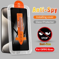 Easy install Anti-spy Tempered glass For OPPO Reno 13 13F 12F 11F 8 8T 8Z 7Z 6Z 5 5Z 5F 4 4F 4Z 3 2 