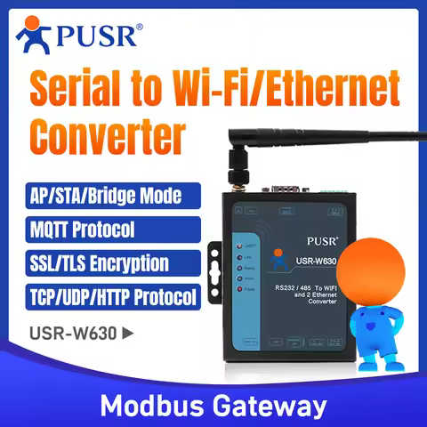Industrial 2 ports Serial RS232 RS485 to WIFI Converter supports modbus RTU to TCP USR-W630
