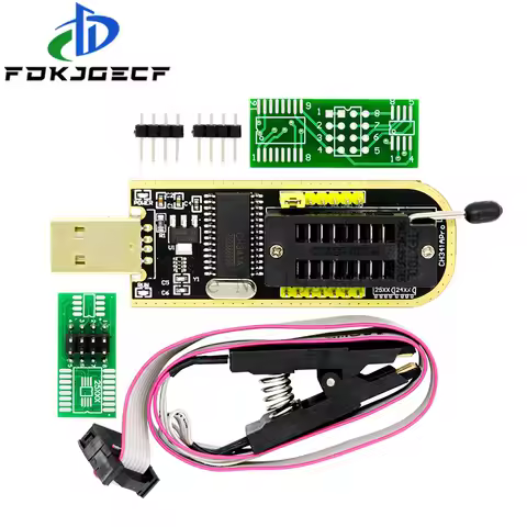 CH341A 24 25 Series EEPROM Flash BIOS USB Programmer Module + SOIC8 SOP8 Test Clip For EEPROM 93CXX 