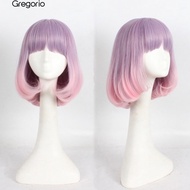 gregorio01 Wig/Rambut Pendek SebahuPoni Depan Warna PinkUngu untuk