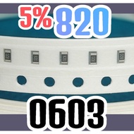 10pcs Chip resistor smd 820 82R 5% size 0603 1608 82 ohm 82ohm