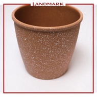 Landmark Round Melamine Flower Pot/Planter/Vase Cement Like Matte Finish 15.5cm x 14.5cm