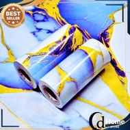 (B88) MARBLE MOTIF BORDER LIST GOLDbiru WATERPROOF PVC MATERIAL ELEGANT WALL STICKER 10CM X 8M