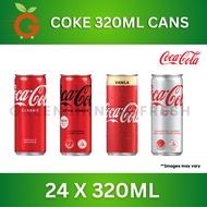 [Greenshinesg] Coke Classic | Coke Zero Sugar | Coke Light | Coke Vanila (320ml x 24 Cans)