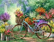 diamond painting Bicycle among flowers diamond embroidery version 5d Flower bike painting cross-stitch. beads painting