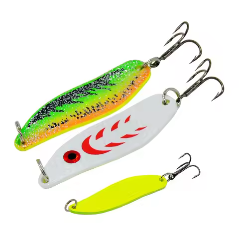Fishing Lure S-shape Spoon Colorful Jigbait Artificial Lures 14g Hard Bait Salix Leaf Spoons Lot 2 P