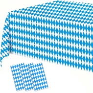 1Pc/ 3 Pcs Oktoberfest Tablecloths Plastic Tablecover - 54" X 108" Oktoberfest Bavarian Flag Check D