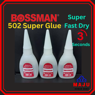 MAJU BOSSMAN 502 SUPER GLUE 3 SECOND GLUE FAST GLUE EASY GLUE GAM Kuat Melekat Strong Heavy Duty Ele