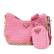 PRADA Re-Editon 2wayShoulder 2way 單肩包 1BC204 小牛皮（牛皮） 拉菲草/小牛皮 粉紅色 二手 女裝
