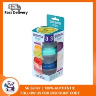 Sistema To Go Collection Mini Bites Small Food Storage Containers, 4.3 oz./127 mL, Pink/Green/Blue, 