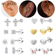 SPORCLO 925 Silver Earring 1 Pair 20G Ear Piercing Crystal Earring Butterfly Stud Earring Helix Earr