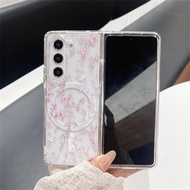 Romantic Red Flower Phone Case for Samsung ZFold7 Fold6/5 Protective Transparent Shell Anti-Fall W24