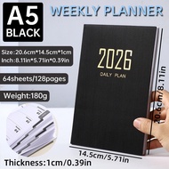 2026 A5 Weekly Planner - PU Leather Cover Daily Organizer Academic Diary Office Notebook Monthly & W
