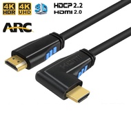 สาย2.0 HDMI 4K ปรับระดับ90องศา4K 60Hz ตัวผู้ไปยังตัวผู้ HDR ARC HDCP 2.2 3D 3840X2160P สำหรับ PS4 Pro เหมาะสำหรับเป็น Apple Xbox โทรทัศน์โปรเจคเตอร์