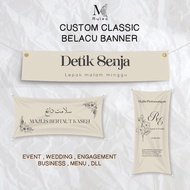 CUSTOM CLASSIC BELACU FABRIC BANNER.KAIN BELACU/MAJLIS/AKIKAH/KAHWIN/NIKAH/TUNANG