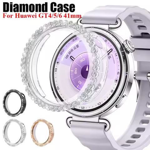 Diamond Case For Huawei Watch GT6 41mm Accessories Protective Shell Hollow Case Screen Protector For