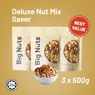 Big Nuts 1.5KG Deluxe Nut Mix Saver Pack (3x500g) | Healthy Snack | Ready to Eat | Halal