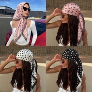 BOOMLIFE1232T Dot Print Square Scarf, 90cm Luxury Bandana Hijabs,  Silk Satin Dot Pattern Silk Scarf
