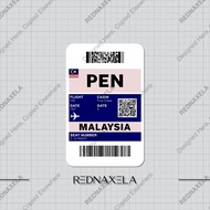 Stiker Vinyl Boarding Pass PEN Penang Malaysia Stiker Koper Outdoor Waterproof Sticker