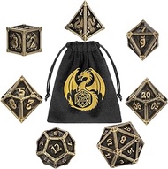 DND Metal Dice Set, Dragon Theme, 7-Piece Polyhedral Metal Dice, RPG, MTG, Role Playing Board Game A