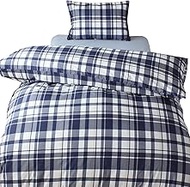 Merry Night FF12111-72 Duvet Cover, "Madras Check", Navy, Single Long, Approx. 59.1 x 82.7 inches (1