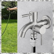 [D E O K] Double Garden Tap Stainless Steel Outside Tap Double Outlet Water Faucet Sturdy 2 Way Gard