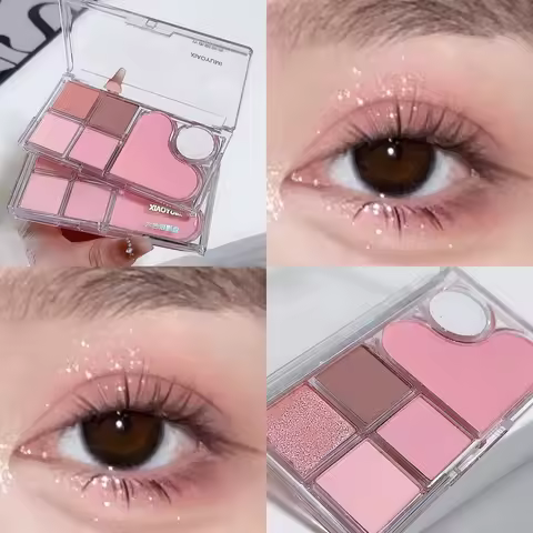 Light and shadow integrated eye shadow tray matte pearl tender pink makeup pure desire style six-col