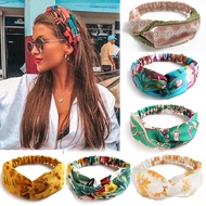 Fashion Women Girls Summer Bohemian Hair Bands Print Headbands Vintage Cross Turban Bandage Bandanas