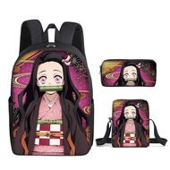 DemonSlayer DemonSlayer Student Schoolbag Large Capacity Cartoon Children Backpack Three-Piece Print