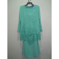 Preloved baju kurung hijau moden murah